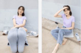 Socks Bobo | Issue 020 Xiongxiong-NB sneakers, blue short cotton socks, bare feet (with video) 150P+1V/4.88G