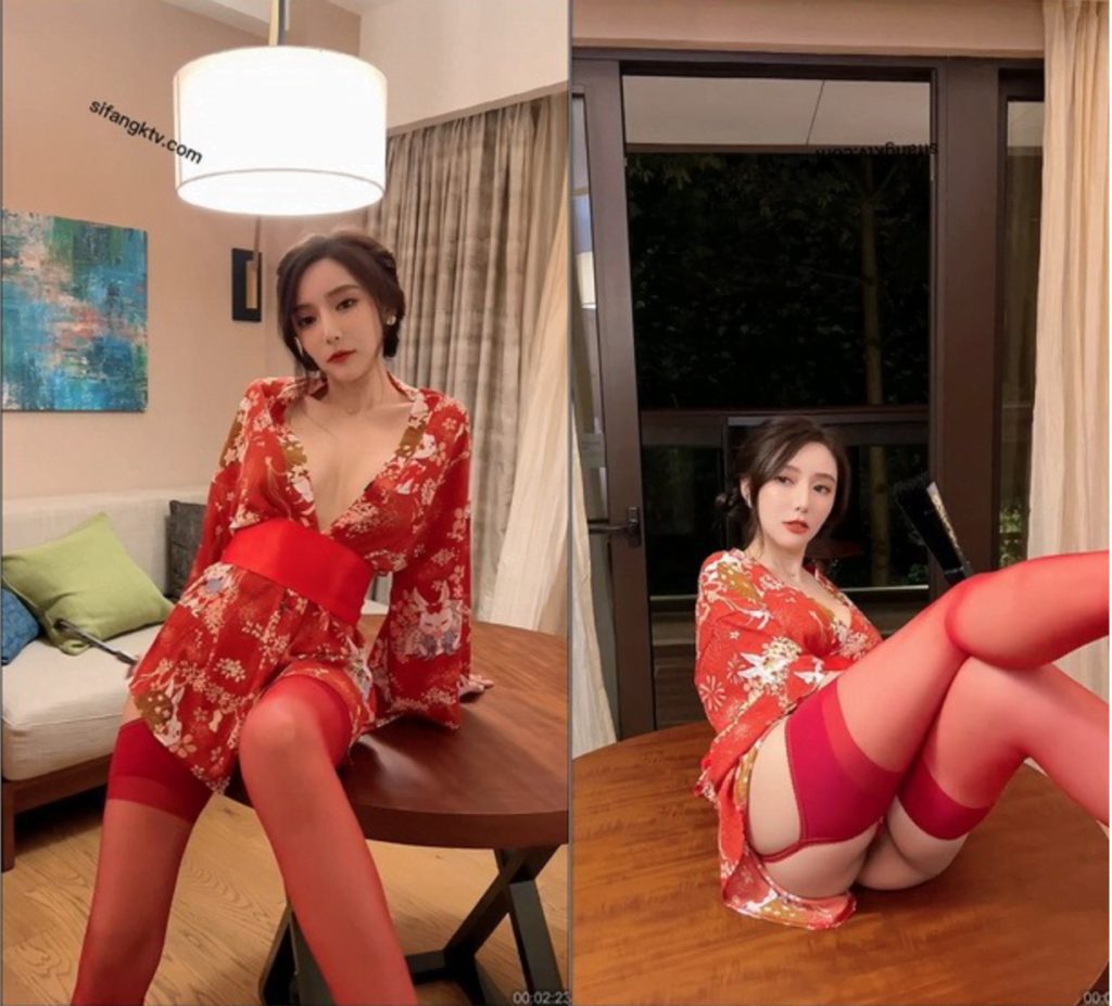 &quot;Serie de modelos Sheren | Foto de video de Wang Xinyao Big Red Kimono Red Sockings