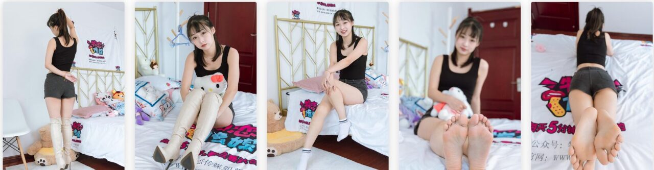 Wulian Media | Yuexin-Rose Blooming Boots, White Socks and Bare Feet (with video)