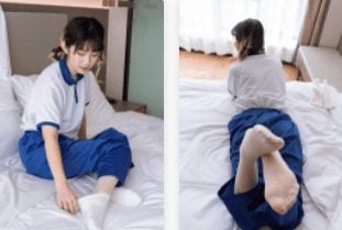 ワボボ |シュガー042号 - 制服、スニーカー、白い綿の靴下、光沢のある白いシルク（動画付き）139P+1V/6.72G