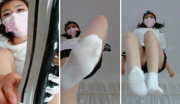 Canvas shoes trampled humiliation forced plug licking shoes eat cotton socks POV
