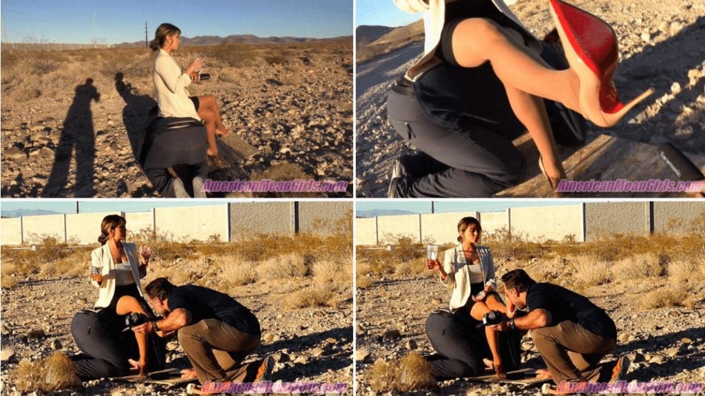 AmericanMeanGirls|Sexy female anchor's outdoor licking dog