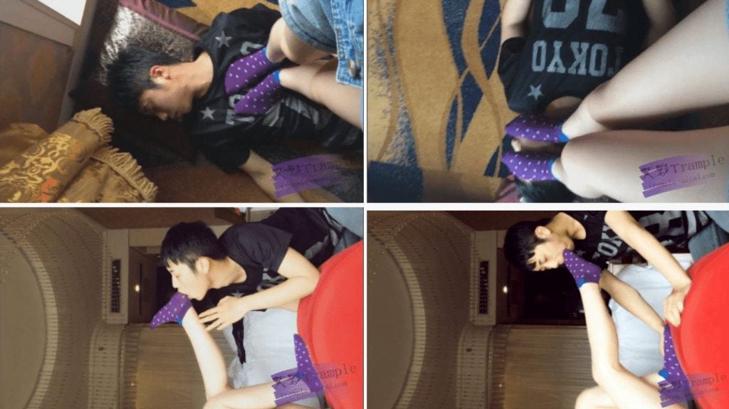 Wanwan | Cute purple cotton socks playing trampling and plugging