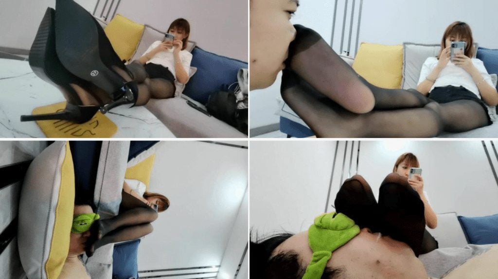化学教師の黒い絹の足