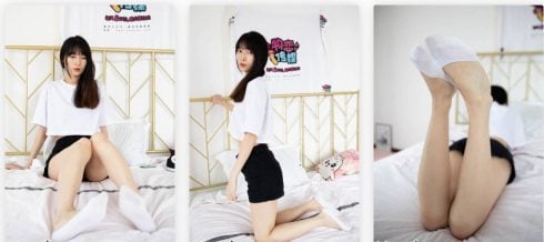 Wulian Media|No.1018 Cat ears-high-top canvas shoes, white cotton boat socks 156P+2V/4.22G