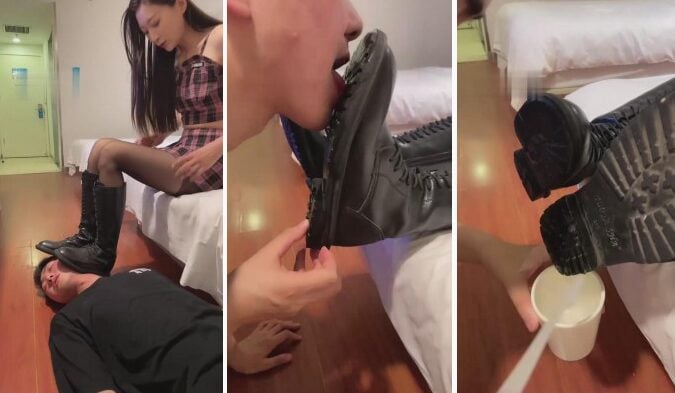 于努力|长靴素人小姐姐舔鞋底