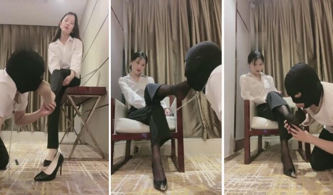 漫漫|职业装裤里丝+黑丝诱惑