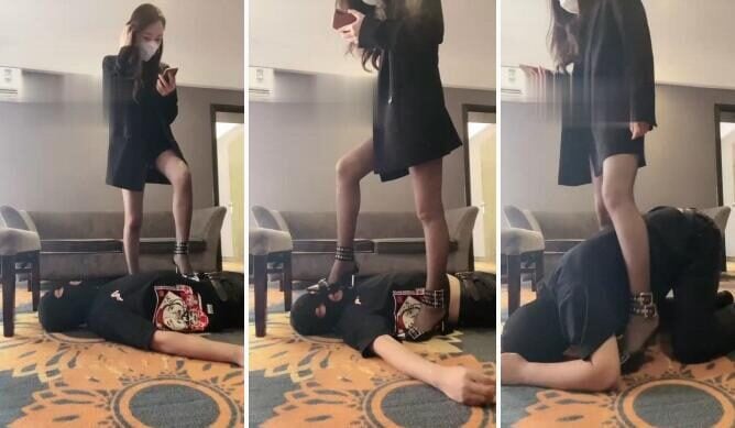 Anzhu|High heels and black stockings with full body weight trampling