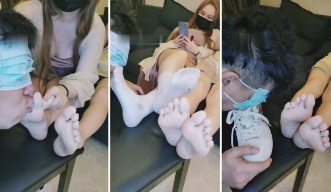 双子姬|强迫狗舔素人闺蜜的脚吃袜子