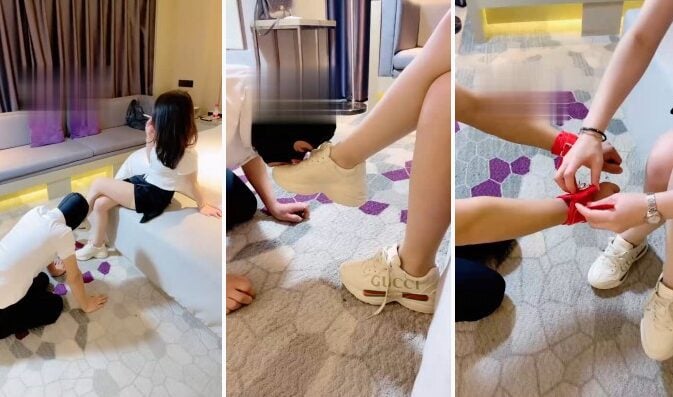 冷凝大人|御姐女王小白鞋肉丝脚诱惑