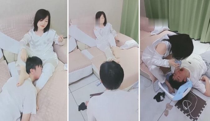 Yunuo|Queen of Short Silk uses yogurt to wash her feet and feeds dog slaves