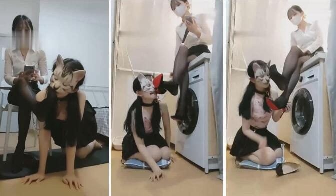暴力的な美学 |ガールフレンドの黒いシルクの女性の足フェチトレーニング