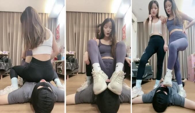 诗诗|姐妹花生活化家奴 瑜伽坐垫调教
