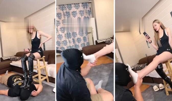 艾琳|被175长靴S白袜脚打到骨折