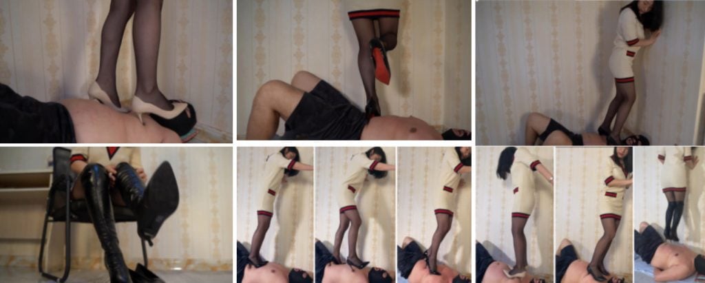 「WKT| Download the video of black silk high heels trampling