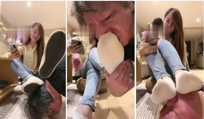 一嬛|牛仔裤白棉袜原味恋足调教