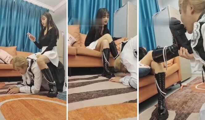 万灵 | 仆人伺候富家女被靴内白袜虐惨