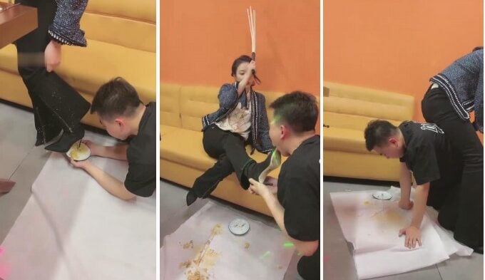 鑫儿教头 | KTV踩踏食物喂食藤条抽-视频截图