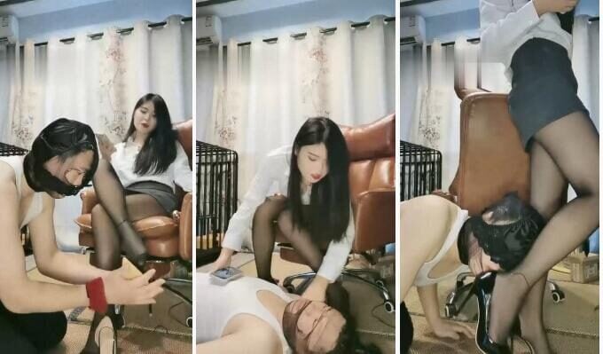 Lost Heart | White-collar uniform black stockings high heels torture