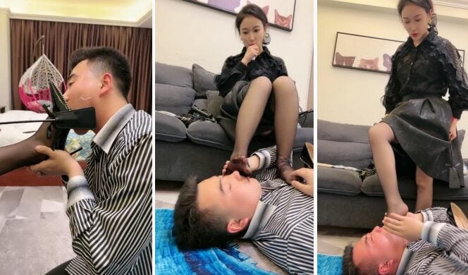 Xin Er コーチ |杖で鞭打たれ、唾液を与えられている美しい少女