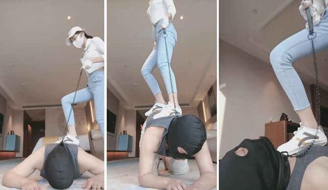 多多 | 健身女神运动鞋全体重踩狗