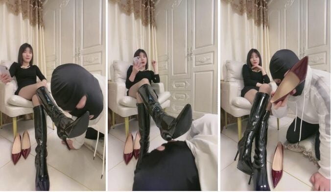 Jianyi | Slave under the feet of the majestic queen in long boots