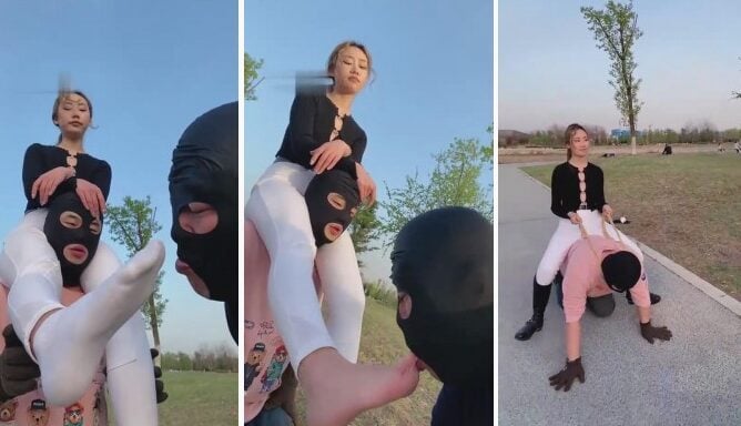 エルバオ私は道中で3人の美しいアマチュアと出会い、SMをプレイするように説得しました