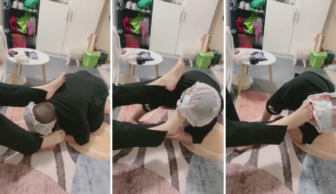 初九 | 调教裸足恋足狗内裤套头舔脚