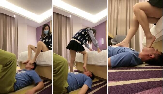 Chen Xi | Heavy crotch kick and slap deep throat