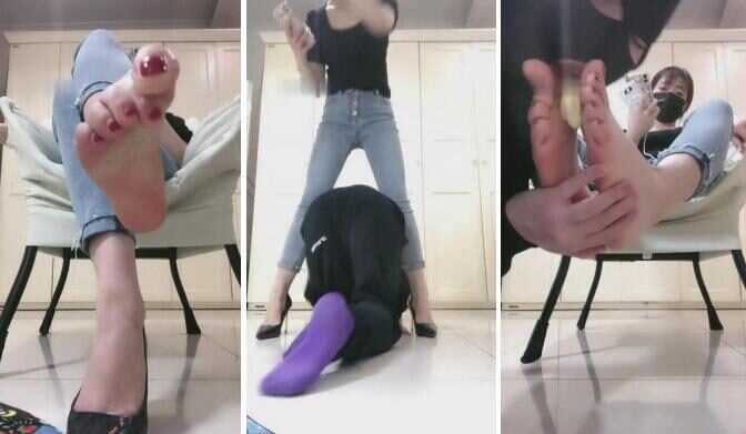 linda | Internet celebrity model original cotton socks barefoot humiliation