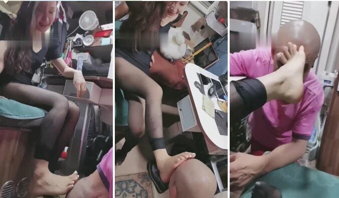 如意|丝足女王街头逮住猥琐大叔