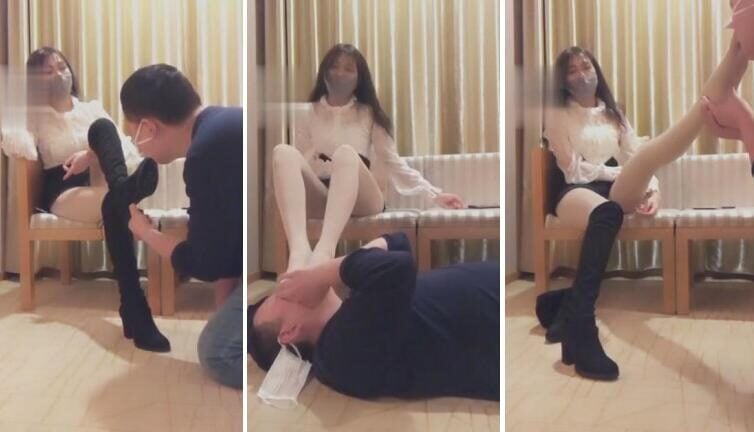ルオイS汚い足の裏や臭い足を舐める率直な犬への罰