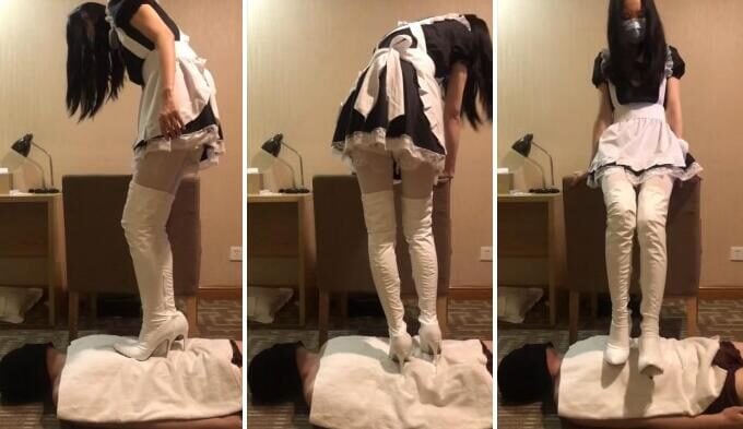 Xiaoyu Master | Uniform 12cm white high-heeled boots trampling waste