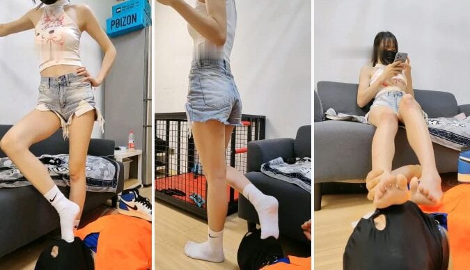 暴力美学|AJ白袜腿绞夹脖子踢裆深喉-视频截图