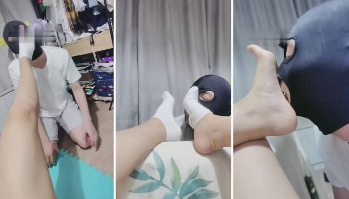 Xia Fu | Original white socks humiliate and trample the domestic slave