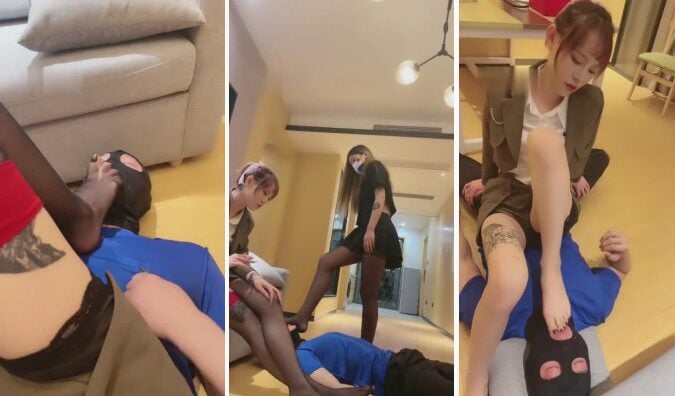 Hehe|Saliva plug mouth slap turn hip silk foot double S