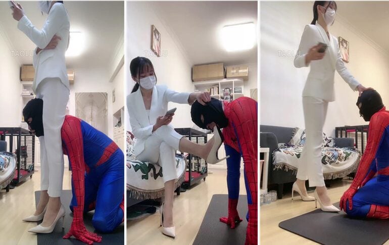 暴力美学 | 职业OL装裤里丝玩弄蜘蛛侠coser-视频截图
