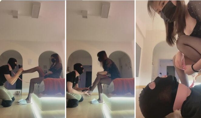 sss Qiao Xi | The queen sister in black silk stockings ravages the foot slave