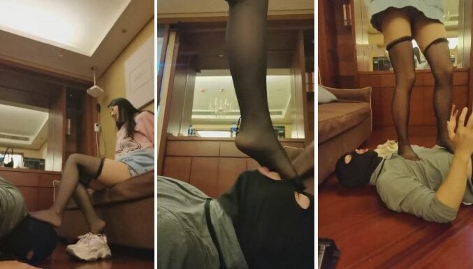 森森 | 小白鞋黑丝玩狗恋足