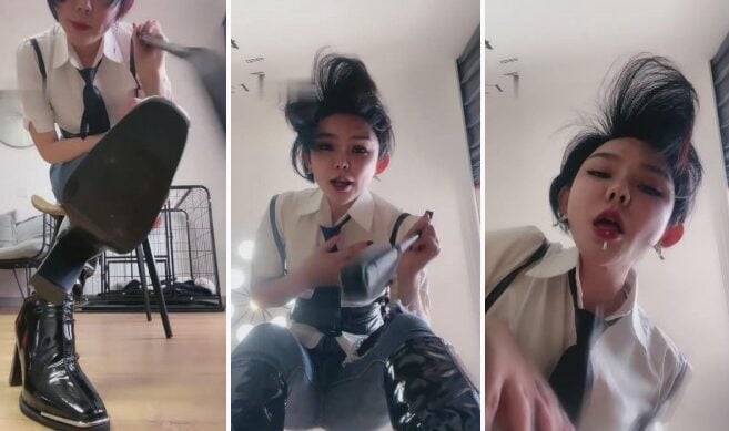 欣妍 | 长靴裤里丝女S全程口水羞辱专场-视频截图