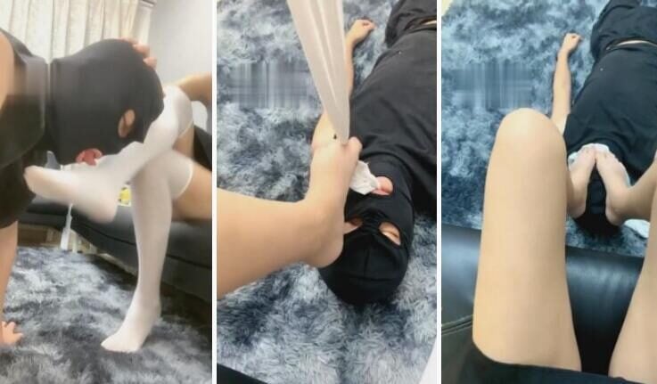 丞丞 | 白丝过膝袜舔丝袜脚-视频截图