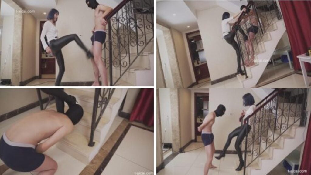 Domestic SM Queen Hehe Training | Queen Manhe Leather Pants Kick Crotch Training