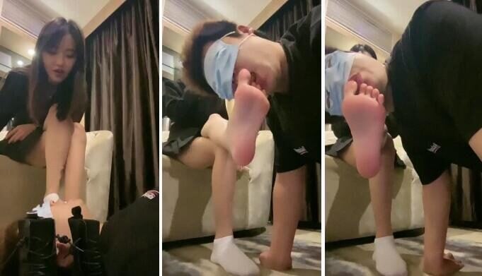 Routine live broadcast of female S foot fetish training video download | short boots original white socks training