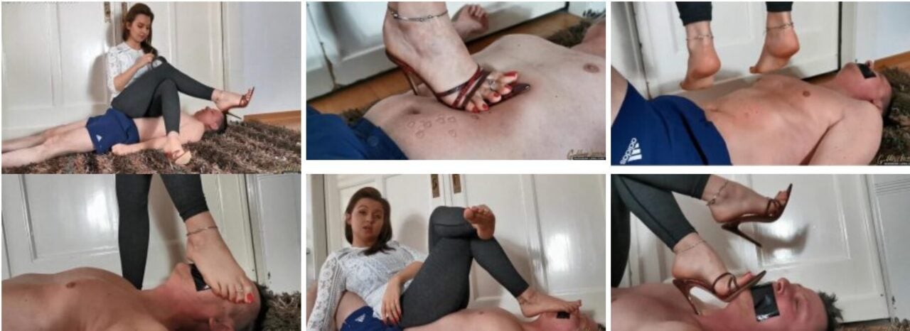 Lena goddess super thin high heel sandals hard pierce the slave's original taste foot stepping face smell feet, hips sitting face smell ass