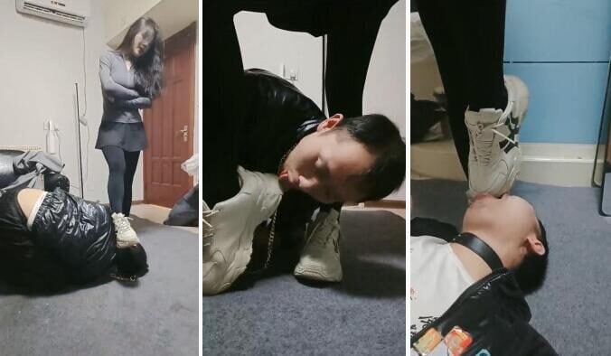 Routine live broadcast first love s training video replay download | slap the slave's head and kick his face