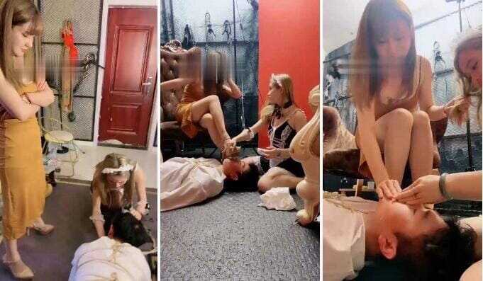 リリスカップルの奴隷が女性の奴隷にボーイフレンドの奴隷を虐待することを教える
