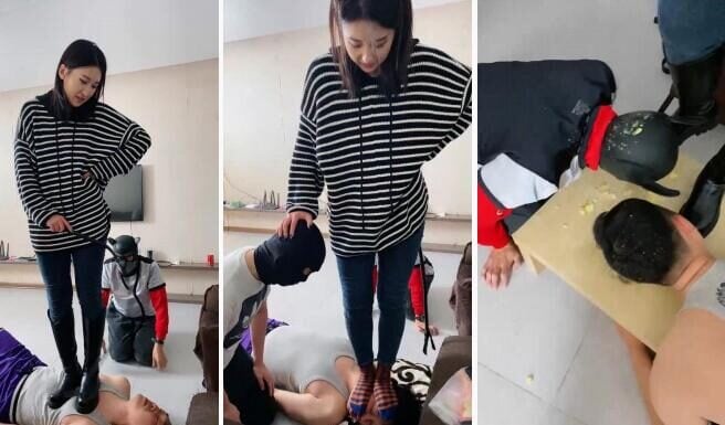 麋鹿银儿 | 素人三人服侍天堂震住蒙小丫头