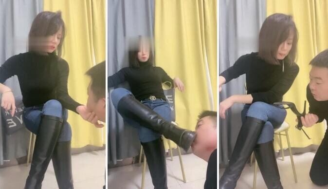 Leng Yan | Riding boots playing with captive slaves