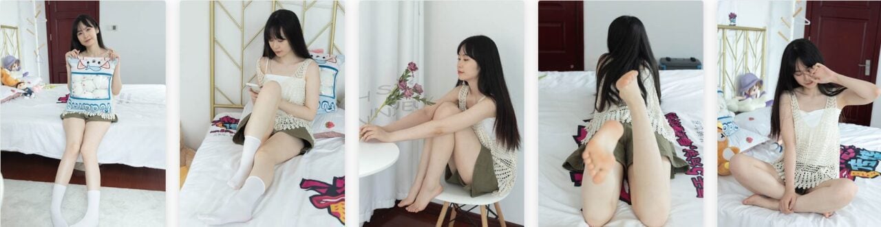 Wulian Media | Xixi White Short Stockings - Warm Afternoon (with video)