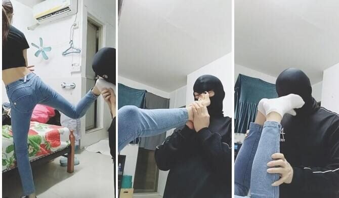 美娜格格 | 瑜伽教练白棉袜气味羞辱